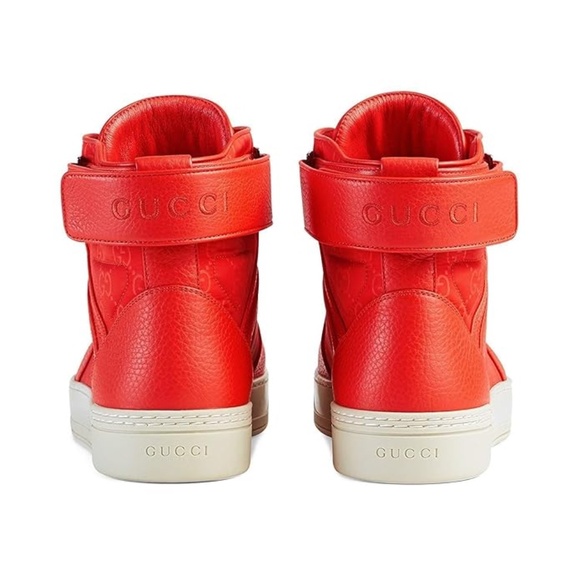NIB GUCCI GG GUCCISSIMA MENS HITOP NYLON LEATHER SNEAKERS main image 5
